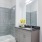 walk-in shower in spacious bathroom