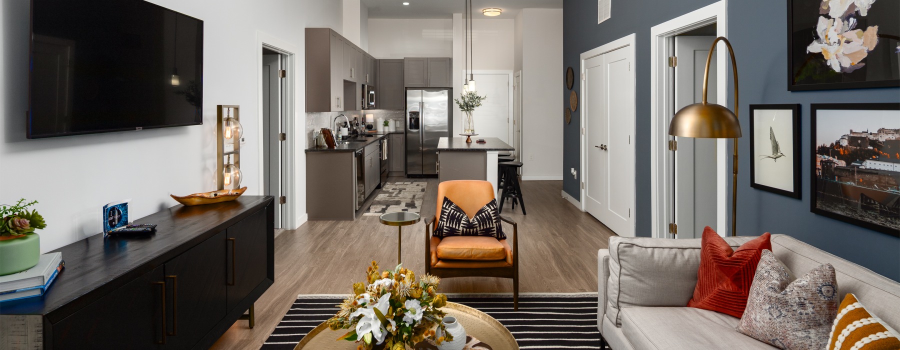 Living room at Marchon apartments in Atlanta, GA